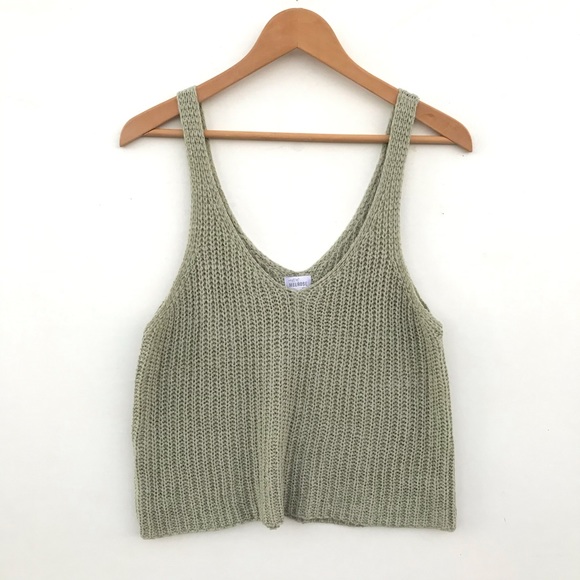 Melrose and Market Tops - Melrose Knit  Yarn Crop Top Aqua Green